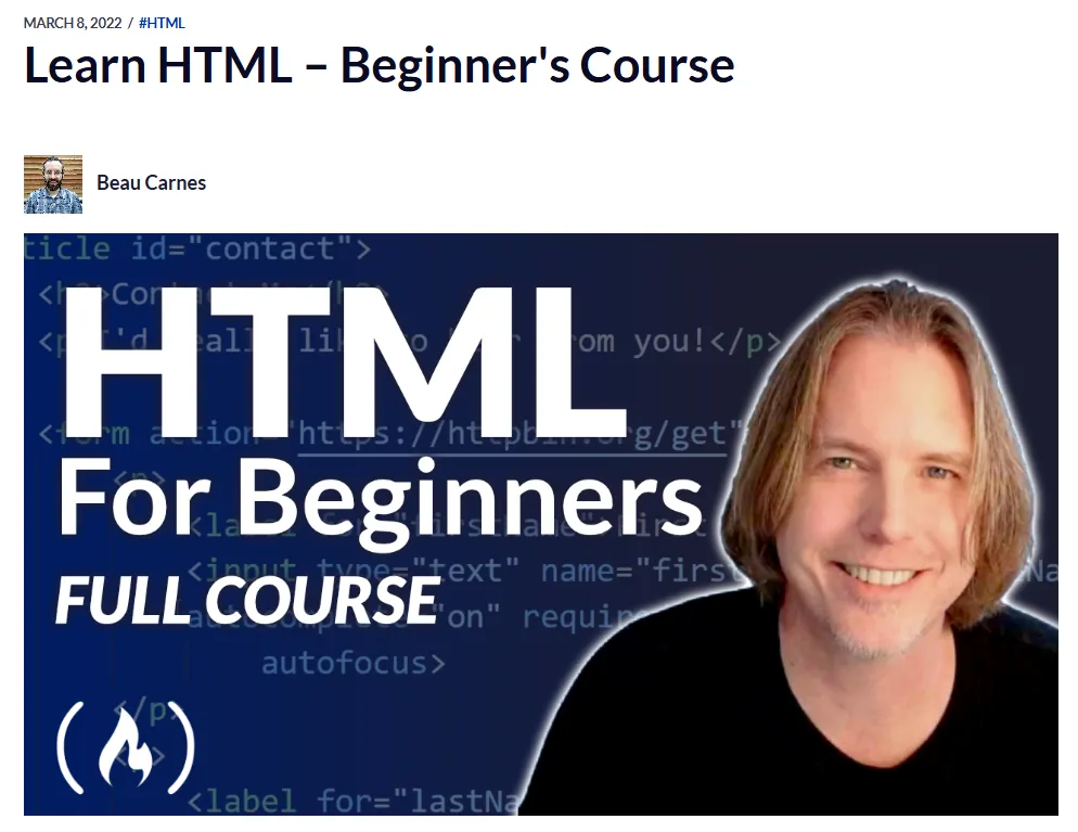 freeCodeCamp HTML Beginner course