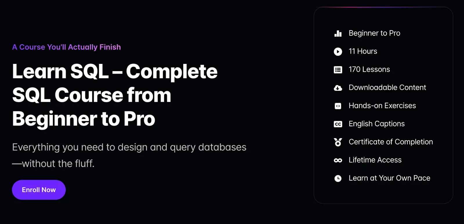 Learn SQL — Complete SQL course