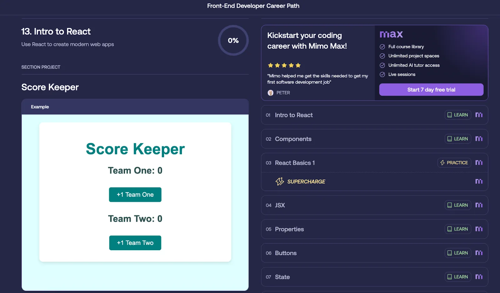 Mimo Score Keeper Project