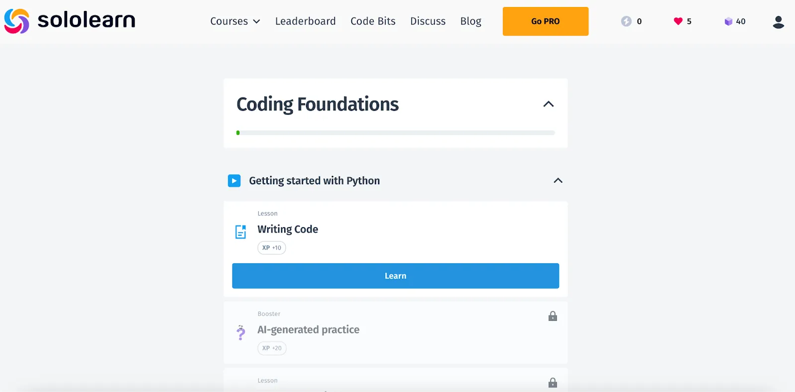 Sololearn Coding Foundations Track