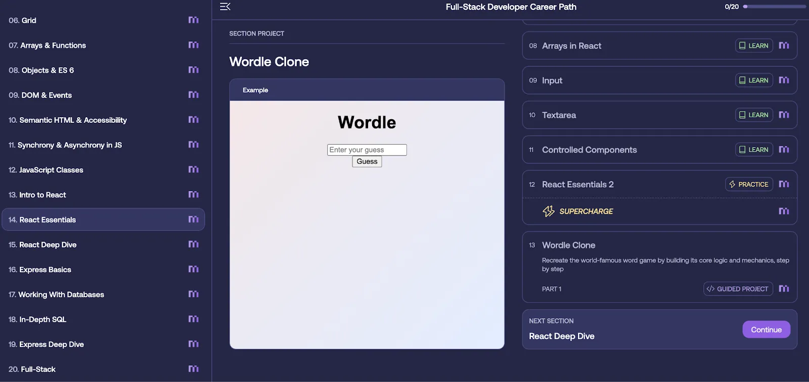 Wordle game clone React project built with Mimo
