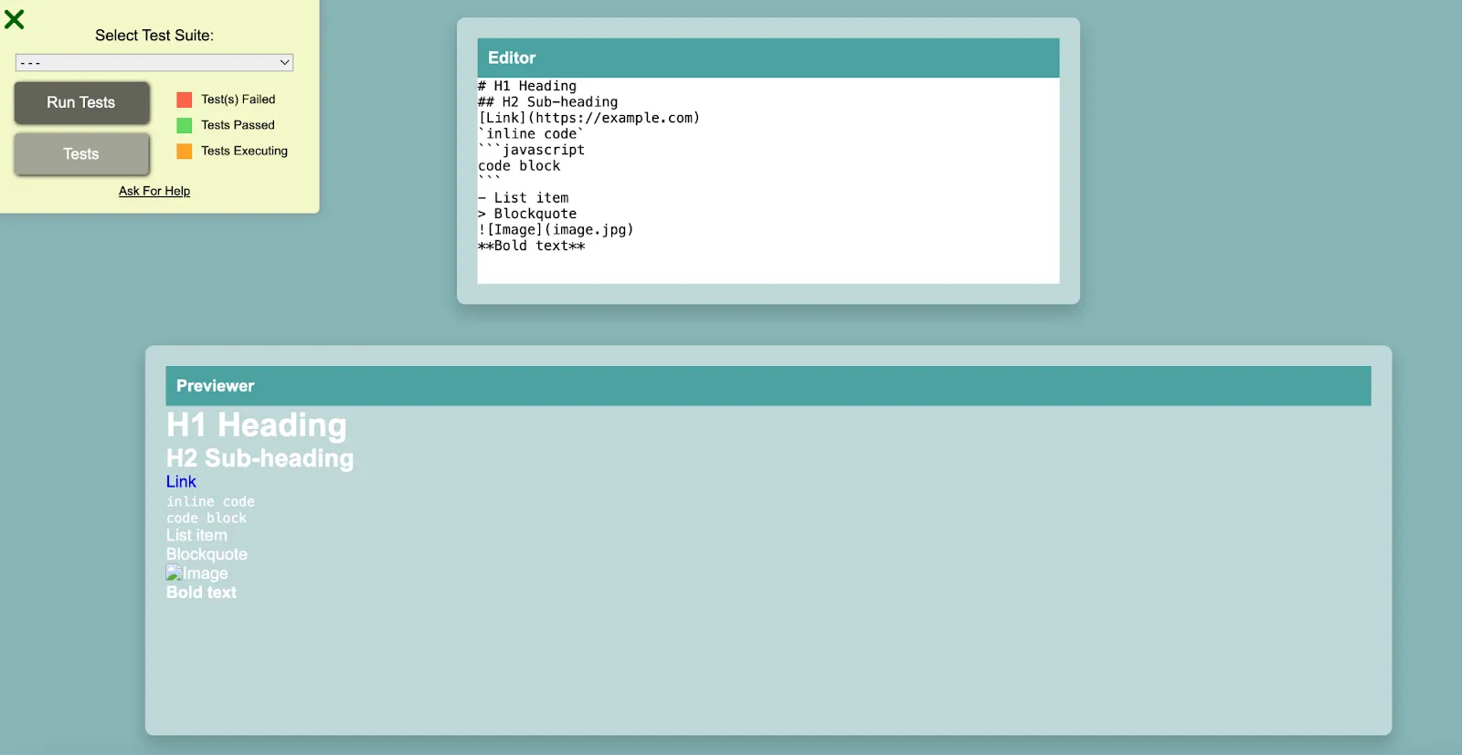 Markdown previewer React project