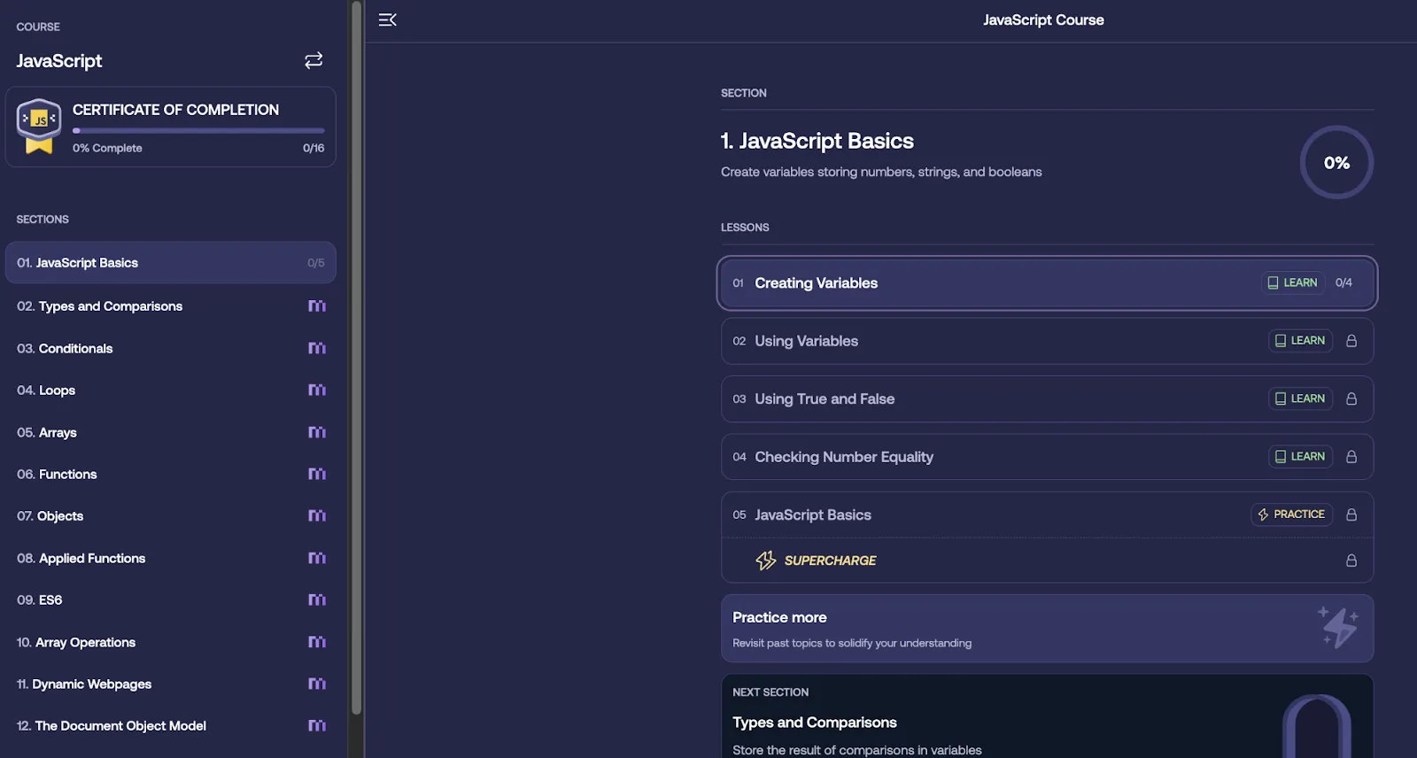 Mimo’s JavaScript course & front-end career path