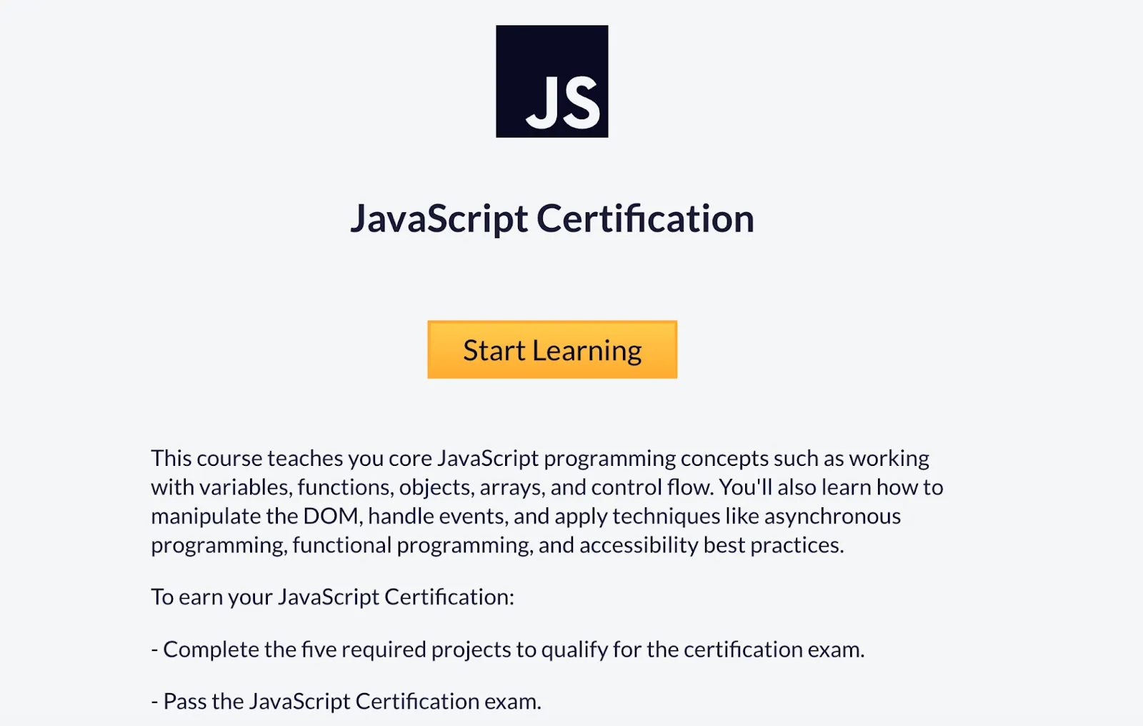 JavaScript Certification on freeCodeCamp