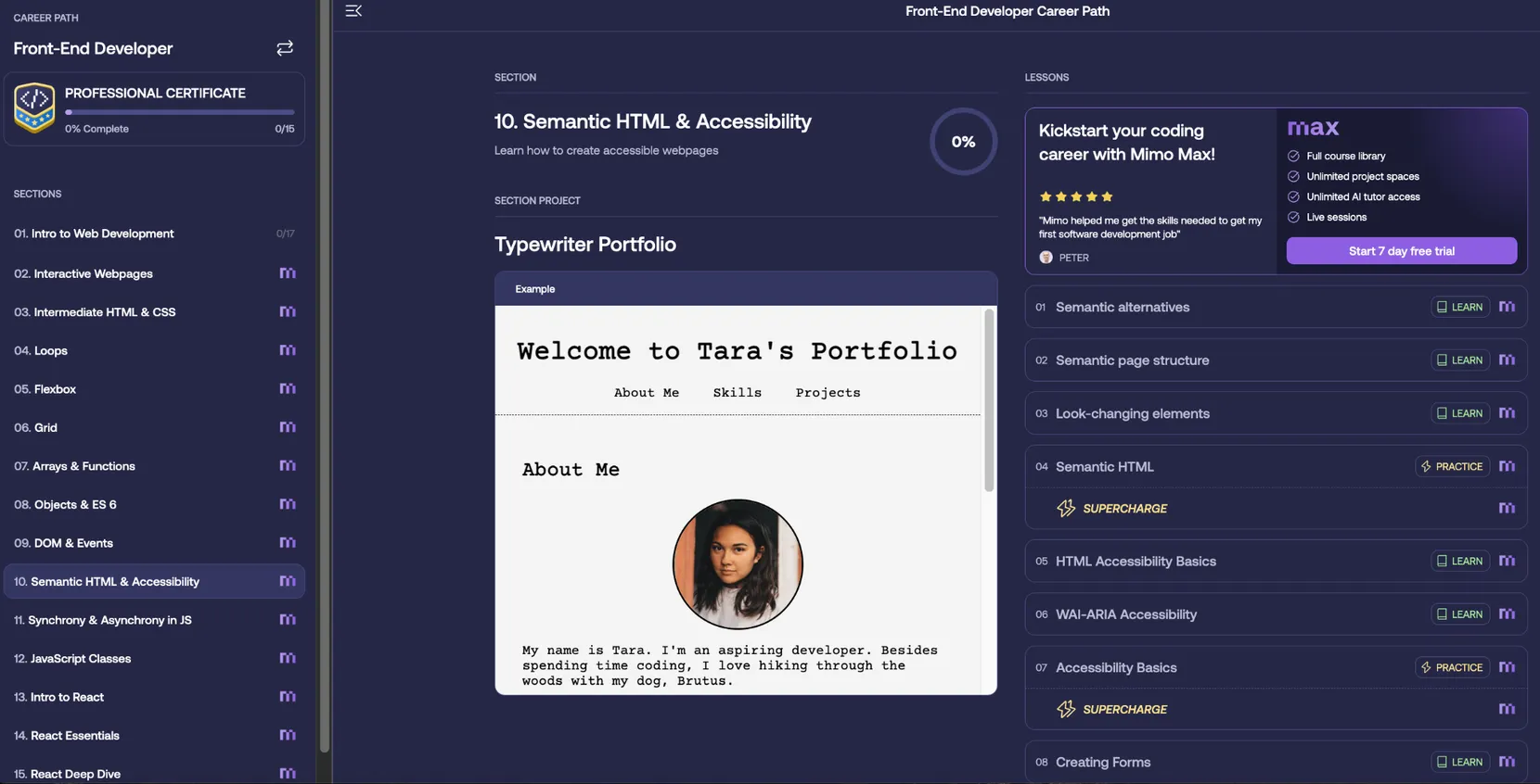 Mimo Front End Developer Career Path